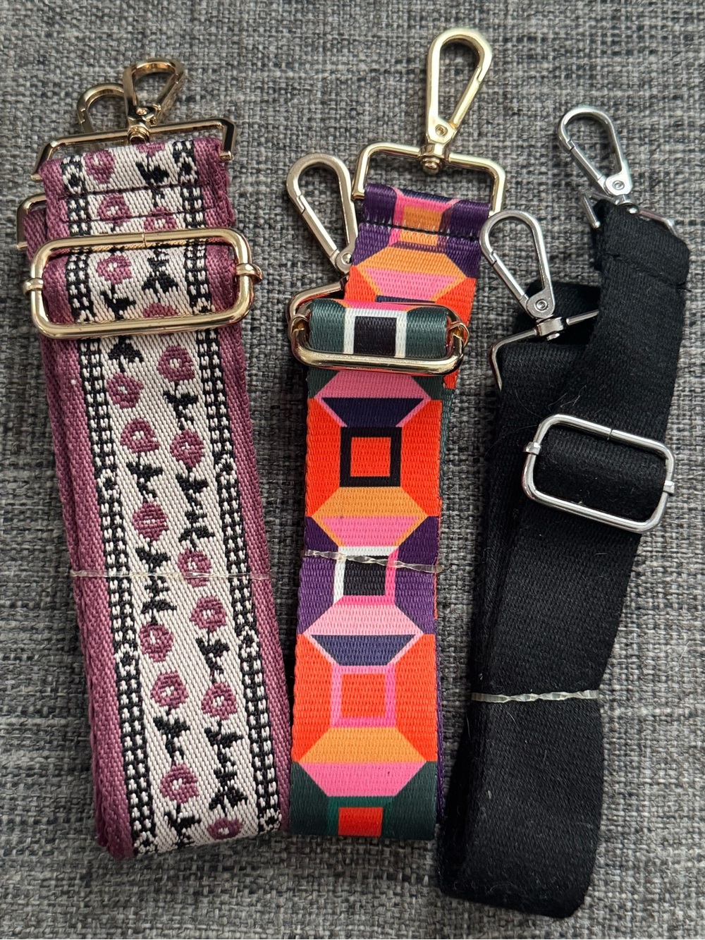 Adjustable Women's Purse Strap - Purple, Pink & Black